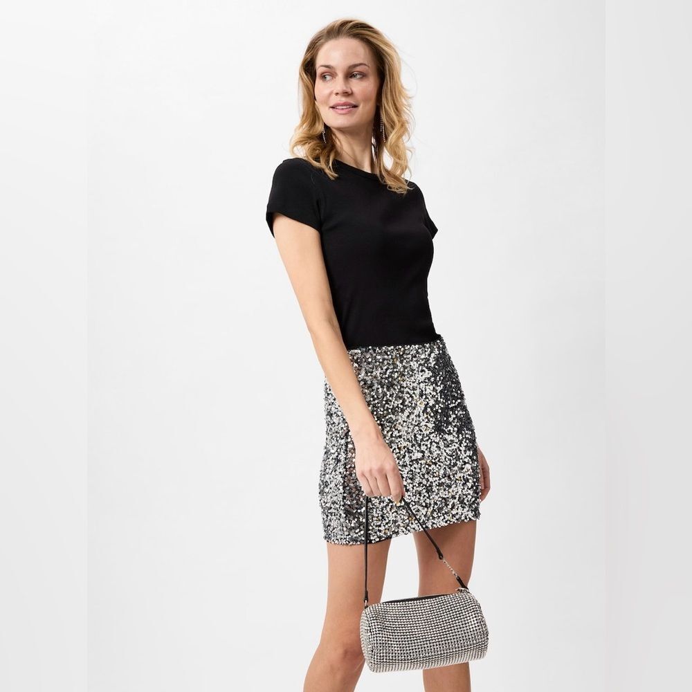 DKNY Jeans Sequin Mini Skirt Silver S